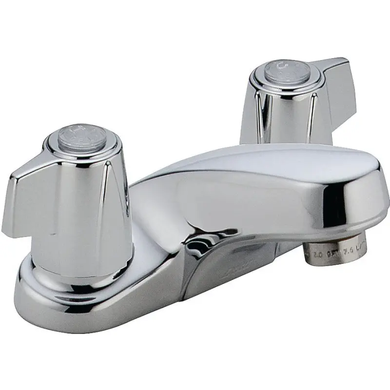 Delta Classic Series 2500LF Bathroom Faucet, 1.2 gpm, 2-Faucet Handle, Brass, Chrome Plated, Knob Handle, Rigid Spout