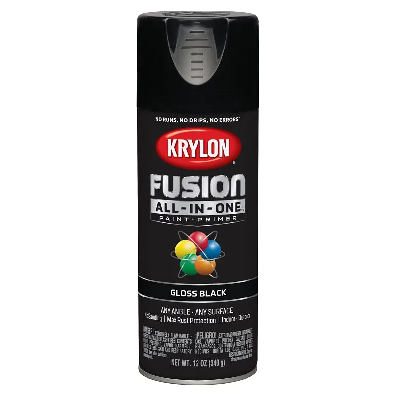 Krylon K02702007 Spray Paint, Gloss, Black, 12 oz, Can