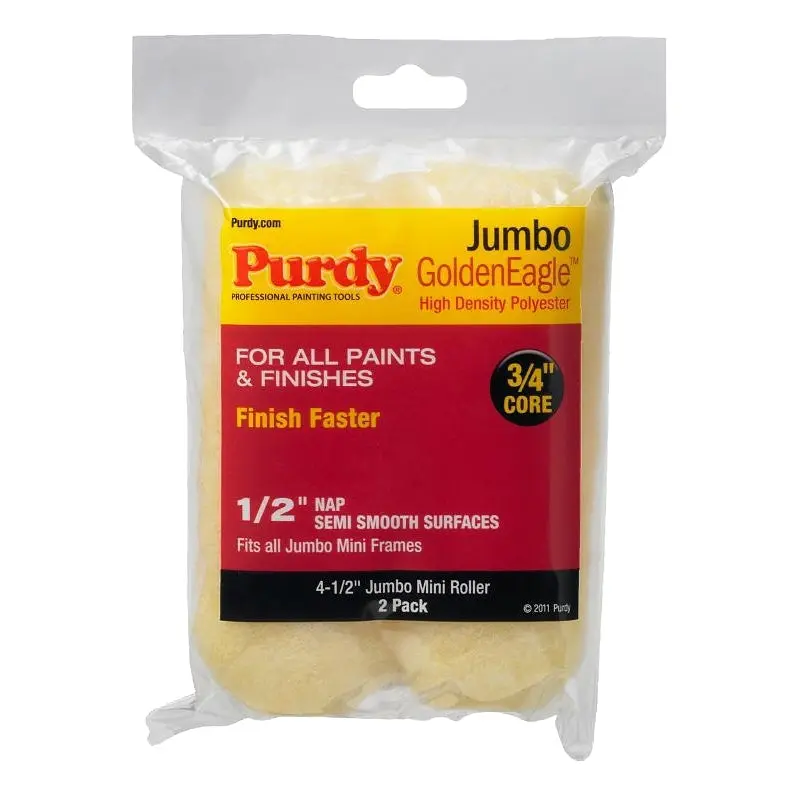 Purdy Golden Eagle 140624023 Roller Cover, 1/2 in Thick Nap, 4-1/2 in L, Polyester Cover