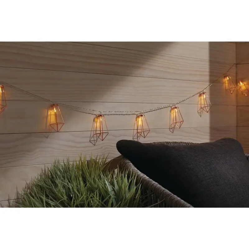12 ft. 10-Light Battery Operated  Metal Indoor Integrated LED String Lightseach