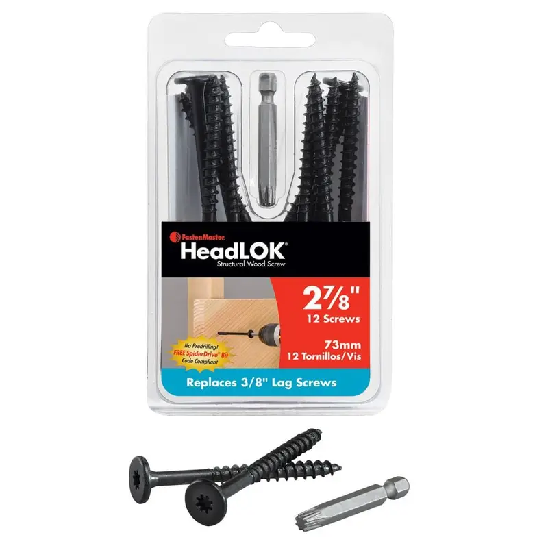 3/16 in. 2-7/8 in. HeadLok Star Drive, Flat Head Wood Screw (12- Pack)