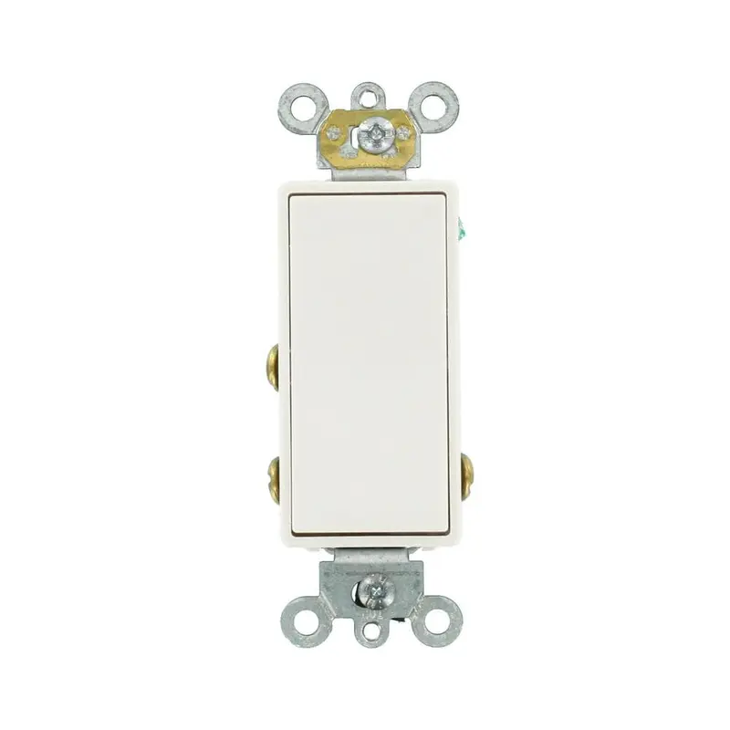 15 Amp Decora Plus Commercial Grade Single Pole Double-Throw Center-Off Momentary Contact Rocker Switch, WhiteWhite / 0.2375 / Single