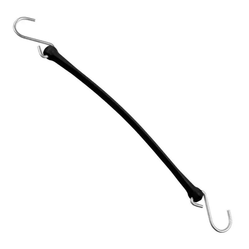 13 in. Polyurethane Bungee Strap with Galvanized S-Hooks (Overall length: 18 in.) in Black