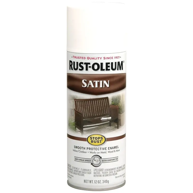 Rust-Oleum 7791830 Rust Preventative Spray Paint, Low Satin, White, 12 oz, Can