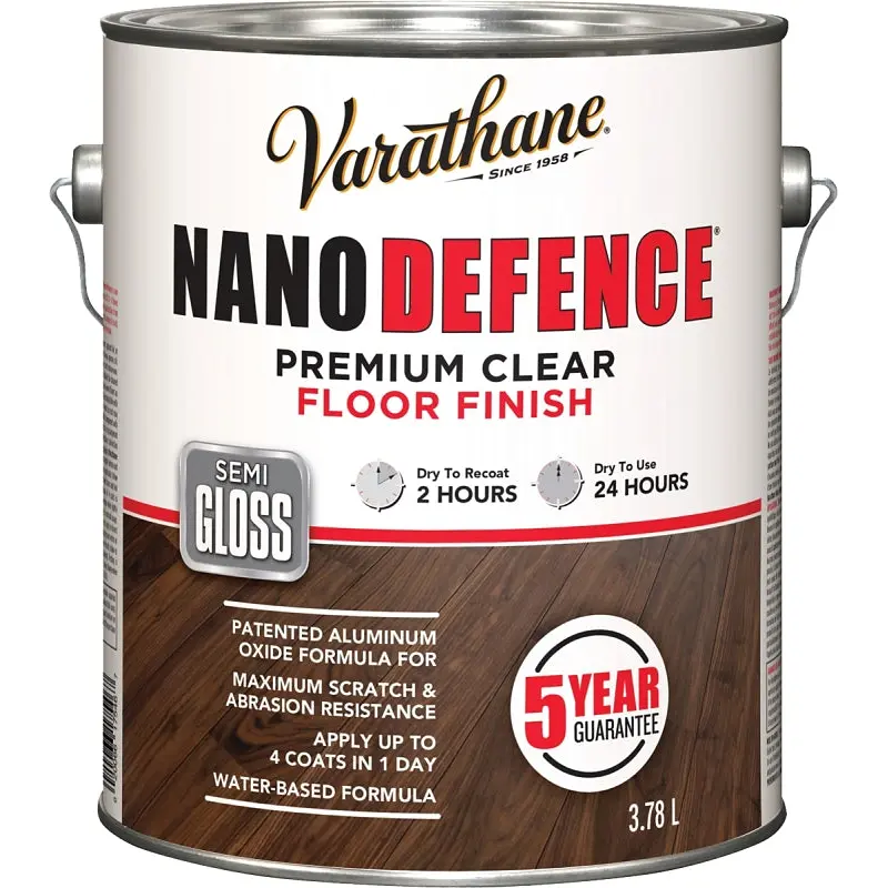 Varathane Y247503 Premium Floor Finish, Semi-Gloss, Liquid, Clear, 3.78 L, Can