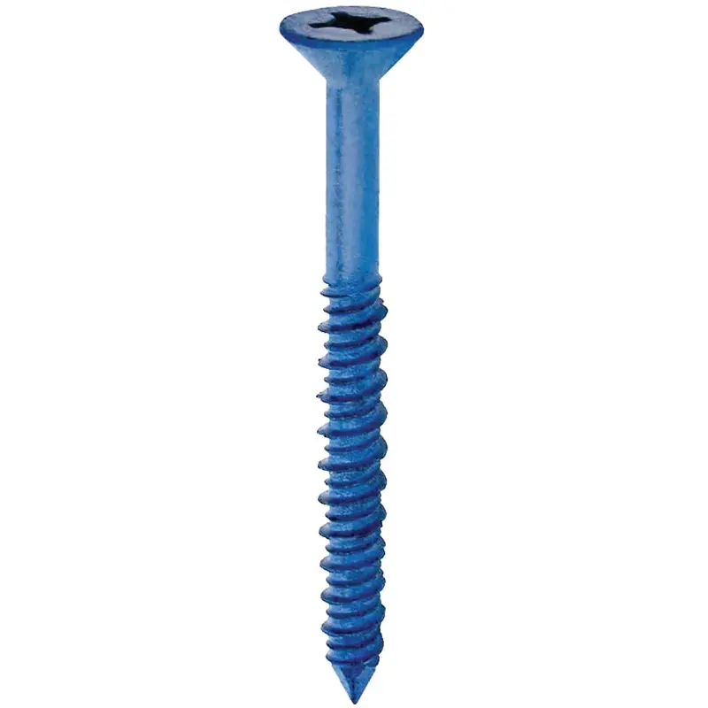 COBRA ANCHORS 626W Screw, 3/16 in Thread, 4 in L, Flat Head, Phillips, Robertson Drive, Steel, Fluorocarbon-Coated