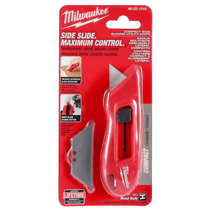 Milwaukee 48-22-1516 Compact Side Slide Utility Knife, Steel Blade