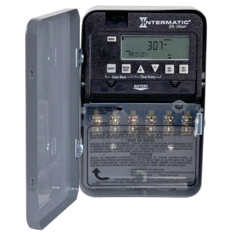 Intermatic ET1100 ET1125C Electronic Timer, 30 A, 120/277 V, 500 W, 24 hr Time Setting, 28 Cycle, Gray