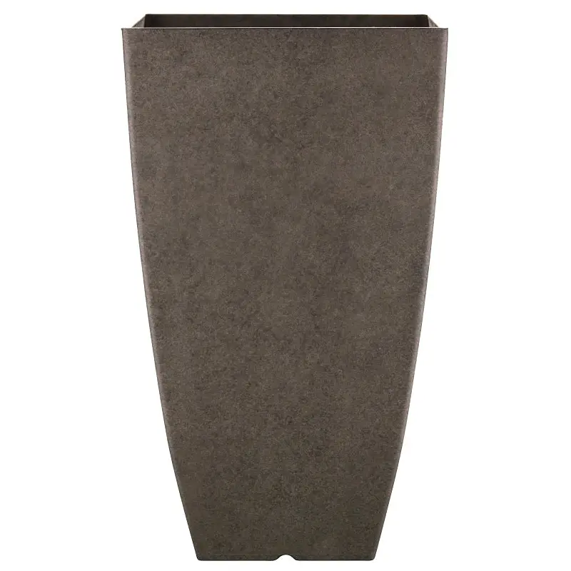 Southern Patio HDR-091691 Newland Planter, 21 in H, Square, Plastic/Resin, Gray, Stone Aesthetic