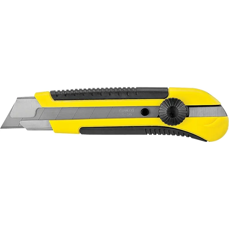 Stanley DynaGrip Series 10-425 Utility Knife, 1 in L Blade, Carbon Steel Blade, Ergonomic Handle, Black/Yellow Handle