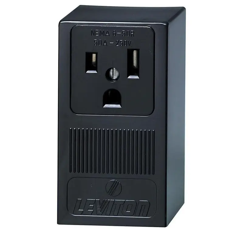50 Amp Double Pole Single Outlet, Black1 / each