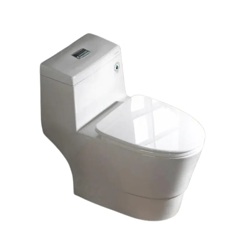 1-Piece 1.28 GPF Dual Flush Elongated Toilet in White with Chrome Button