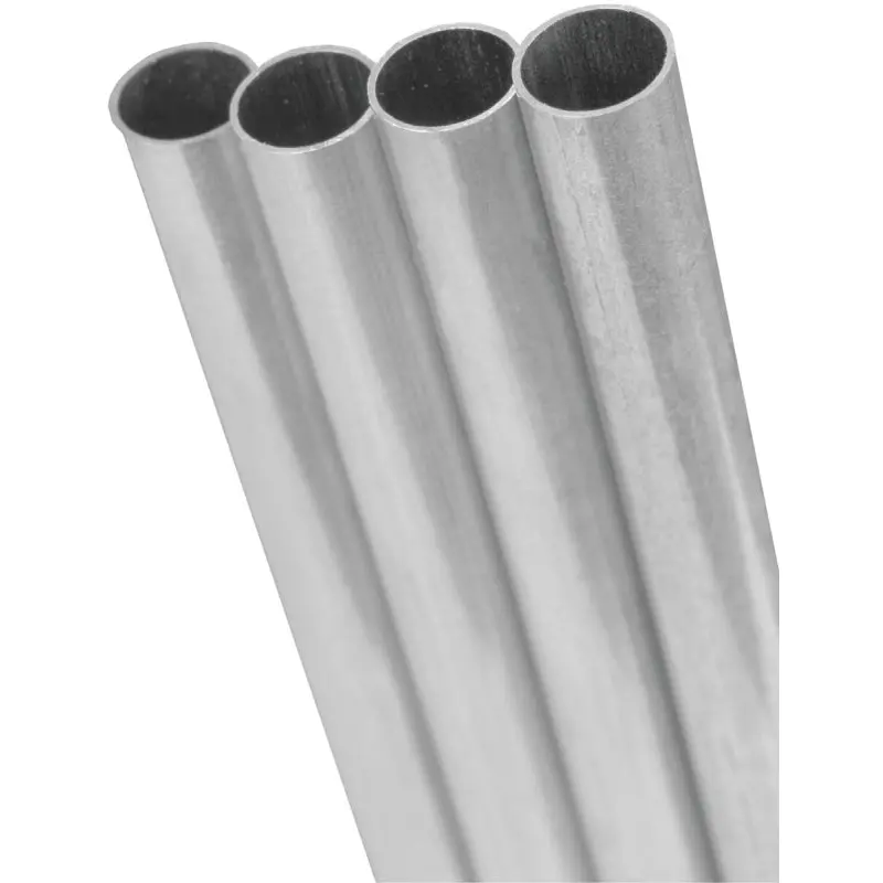 K & S 1109 Decorative Metal Tube, Round, 36 in L, 1/8 in Dia, 0.014 in Wall, Aluminum
