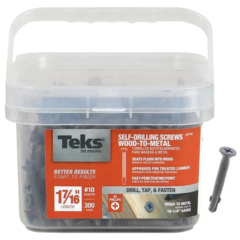 Teks 21381 Screw with Wing, 1-4/9 in L, Flat Head, Phillips Drive, Self-Tapping Point, Steel, Zinc