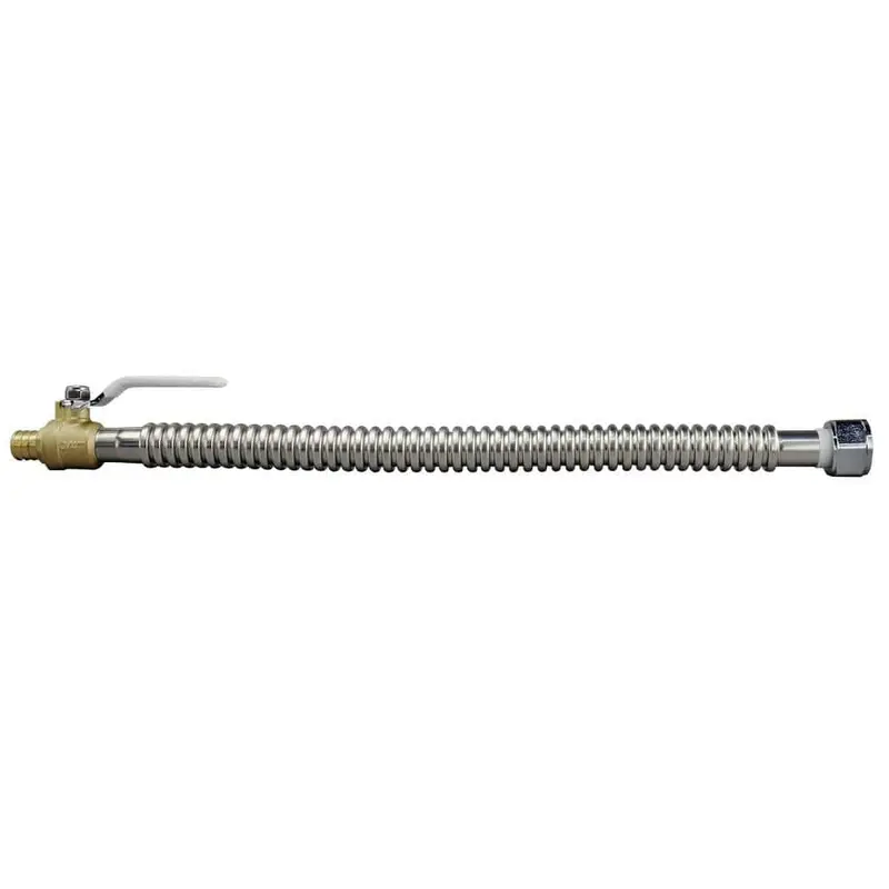 3/4 in. Stainless Steel PEX Barb x 3/4 in. Female Pipe Thread x 18 in. Water Heater Connector with Ball Valve.66 / each