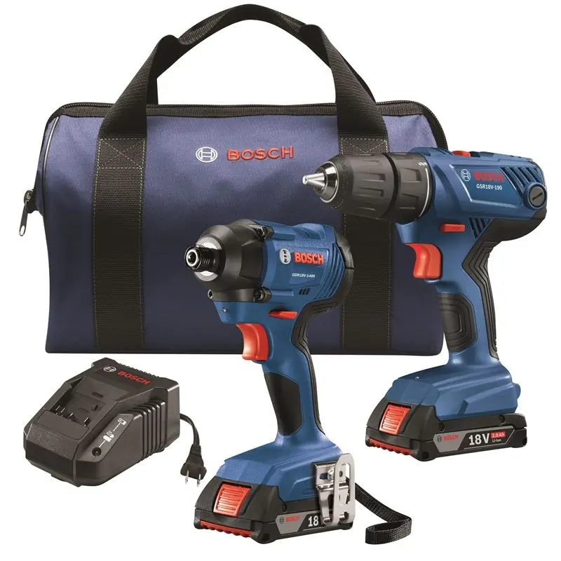 Bosch GXL18V-26B22 18V 2-Tool Combo Kit with Compact 1/2 In. Drill/Driver and 1/4 In. Hex Impact Driver