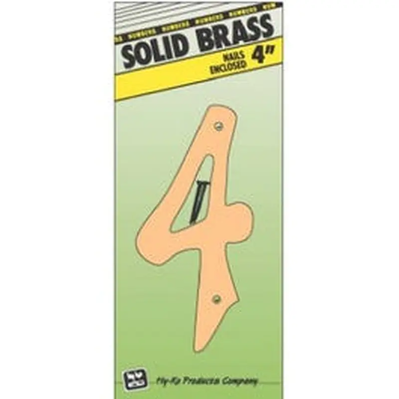House Address Number "4", Brass, 4-In.