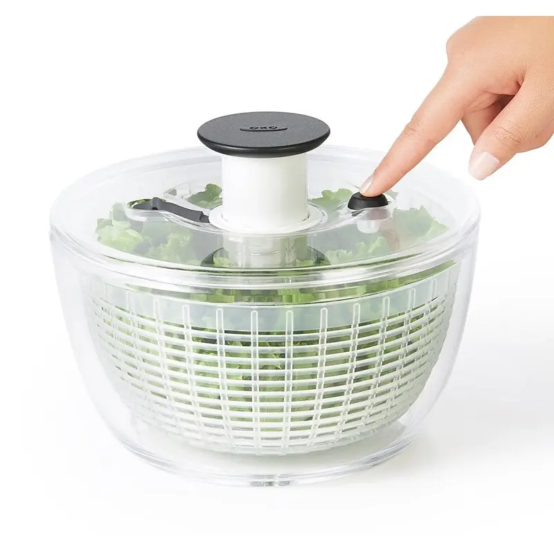 Good Grips 1045409 Salad and Herb Spinner, 2.44 qt Basket, 3.03 qt Bowl Capacity, 8 in Dia, 7 in H, Clear