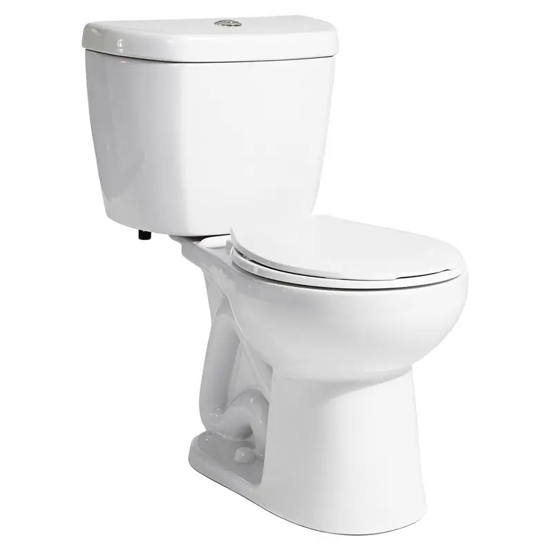 2-Piece 0.8 GPF Single Flush Round Bowl Toilet in WhiteRound / White / 85.8