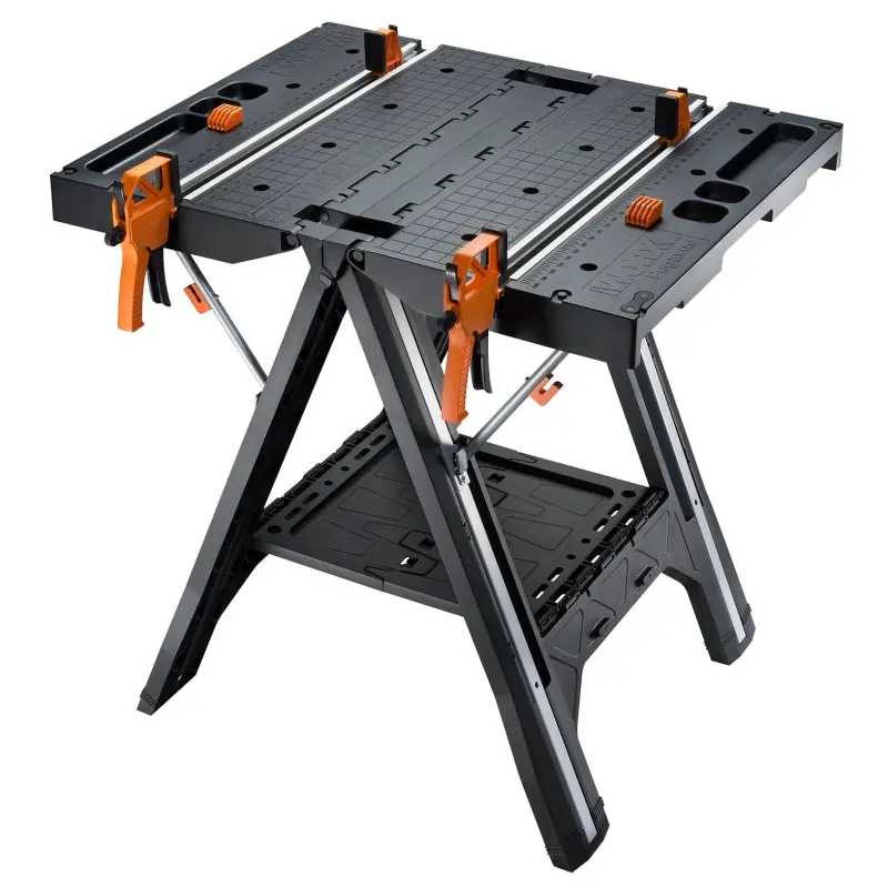 Rockwell WX051 Folding Work Table with Quick Clamps, 25 in OAW, 31 in OAH, 300 lb, Plastic Tabletop