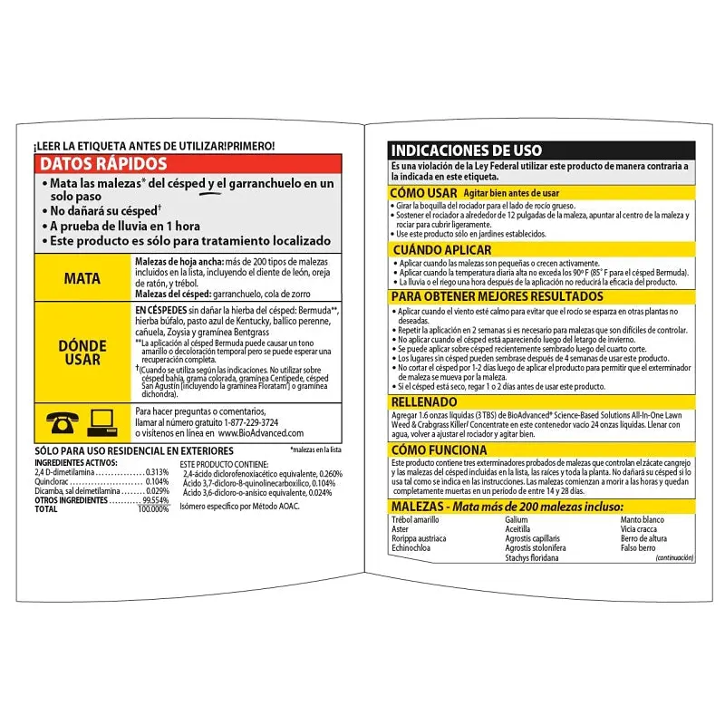 BioAdvanced 704125A Weed and Crabgrass Killer, Liquid, Black/Brown, 24 oz Bottle