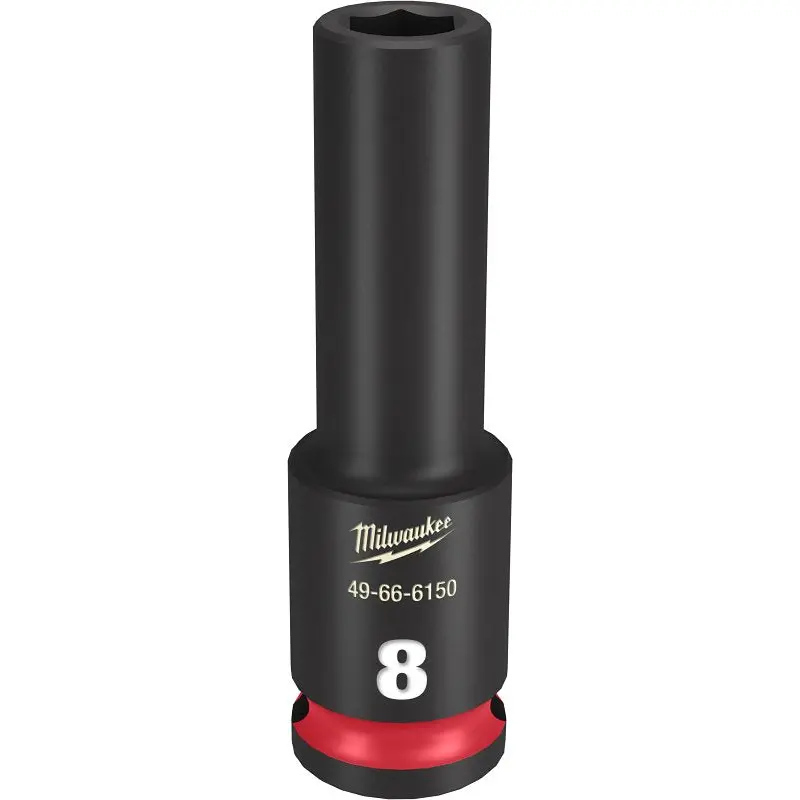 Milwaukee SHOCKWAVE Impact Duty Series 49-66-6150 Deep Impact Socket, 8 mm Socket, 3/8 in Drive, Square Drive, 6-Point