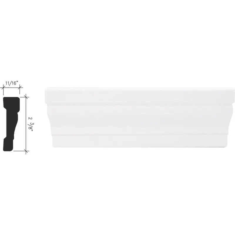 Inteplast Building Products 11/16 In. W. x 2-3/8 In. H. x 7 Ft. L. Crystal White Polystyrene Colonial Casing