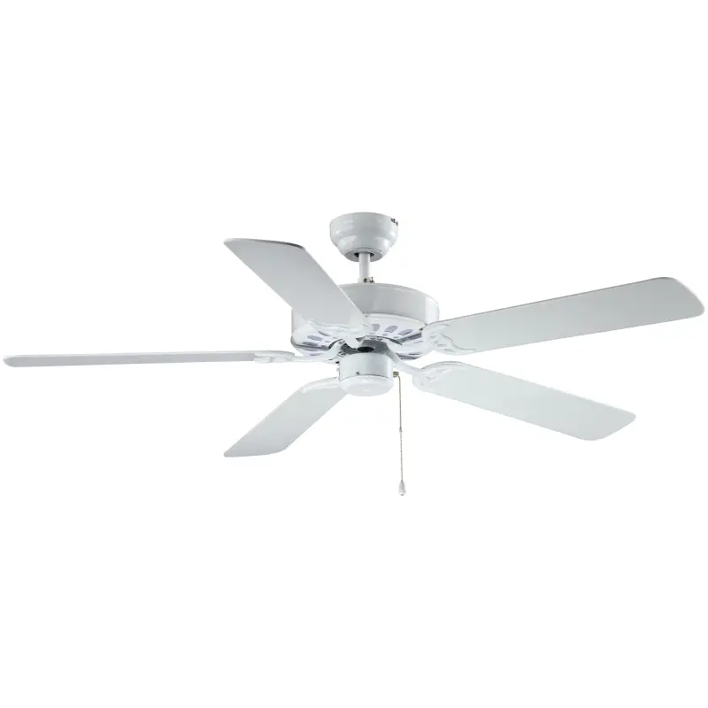 Boston Harbor Ceiling Fan, 5-Blade, White Housing, Bleached Oak/White Blade, 52 in Sweep, MDF Blade