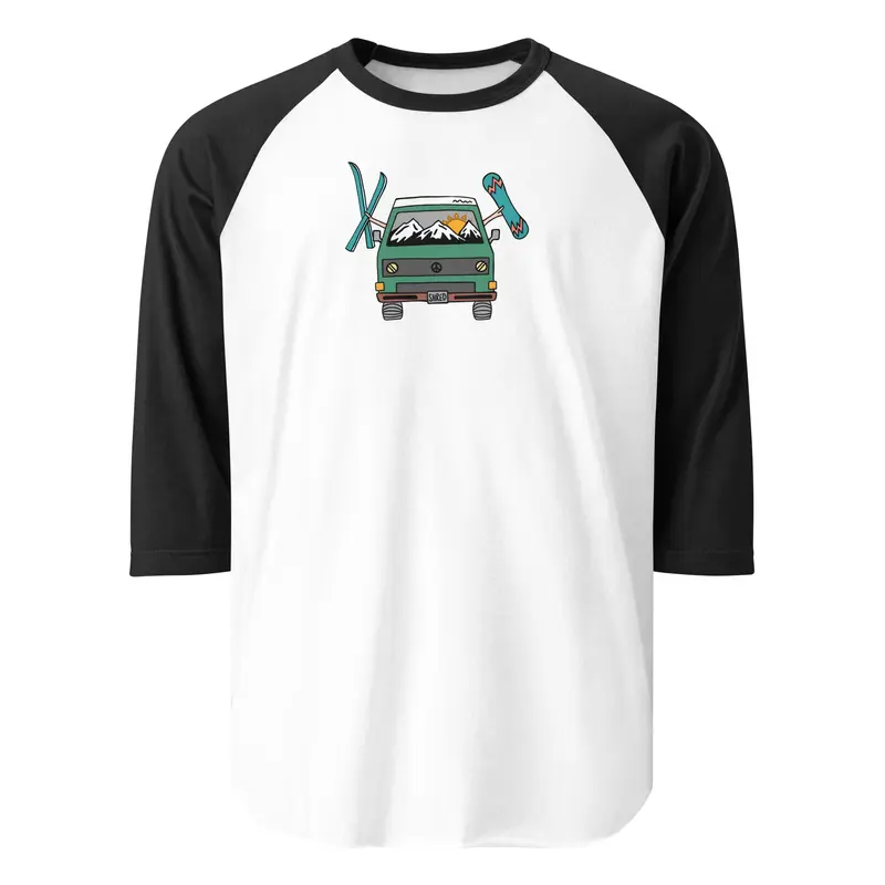 Shred Van Raglan Baseball T-ShirtBlack / White / XS