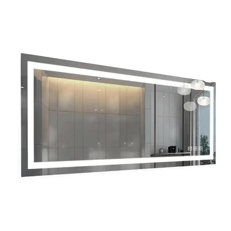 55 in. W x 30 in. H Rectangular Frameless LED Light Anti-Fog Wall Bathroom Vanity Mirror Super Bright Front Light