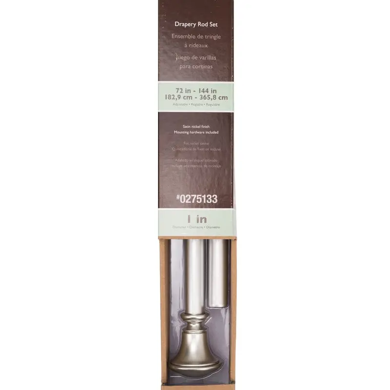 allen   roth 72-in To 144-in Satin-nickel Steel Single Curtain Rod