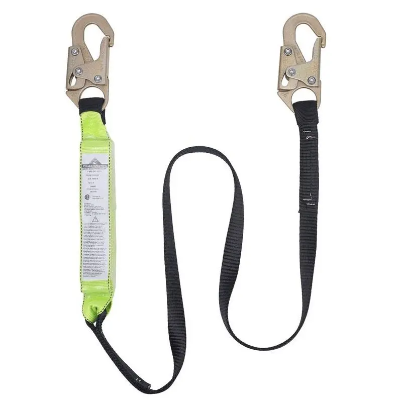 PEAKWORKS V8104706 6ft Shock Absorbing Lanyard w/ Snap Hooks