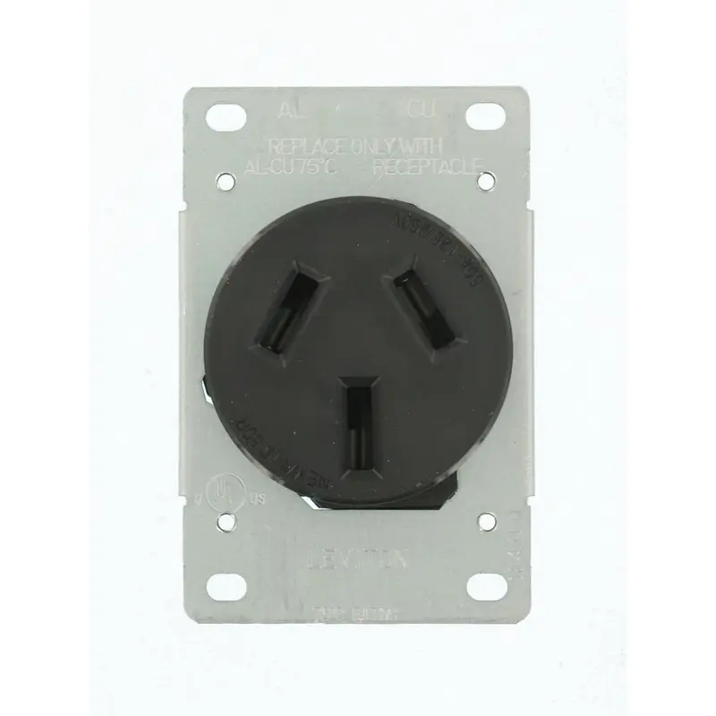 50 Amp 125/250-Volt Shallow Flush Mounted Single Outlet, Black.3 / each