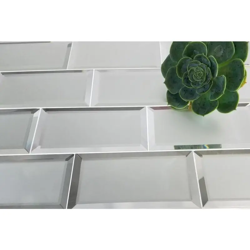 Abolos Reflections 112-Pack Eternal Silver/Matte and Mirrored 3-in x 6-in Matte Glass Subway Wall Tilesq/ft