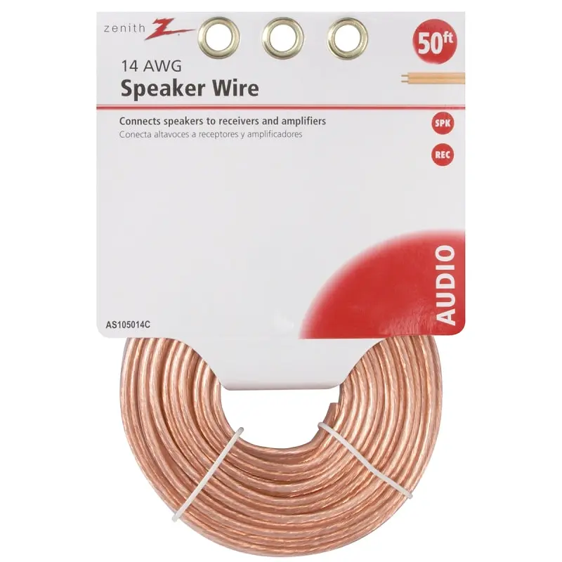 Zenith AS105014C Speaker Wire, 14 AWG Wire, PVC Sheath, Clear Sheath