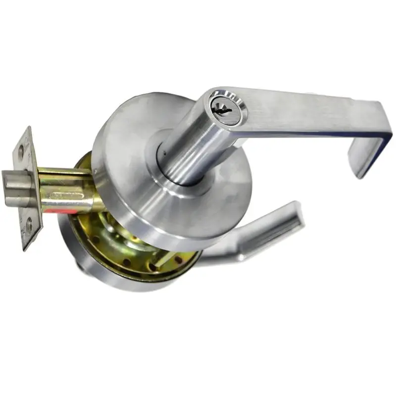 Toolway 100880 DOOR LOCK LEVER SET ENTRY SATIN CHROME (COMMERCIAL) BENT HANDLE