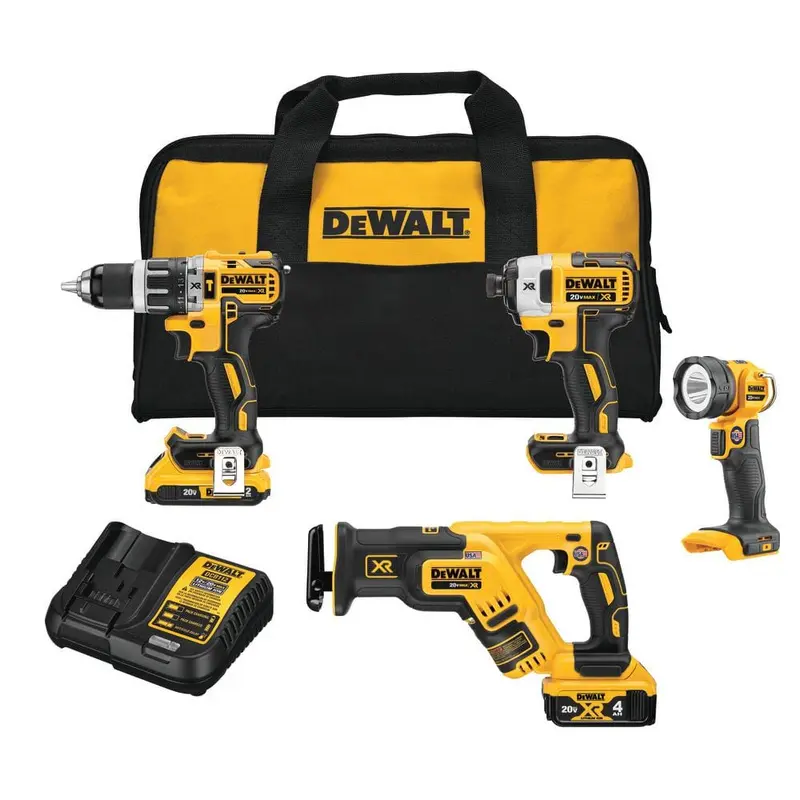 20-Volt MAX Brushless Cordless Combo Kit (4-Tool) with 2 Ahr Battery, 4 Ahr Battery, Charger and Bag17.65 / each