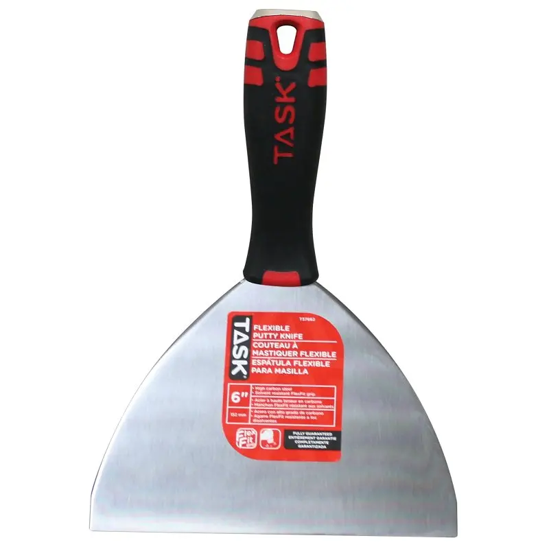 Task T37662 Flexible Putty Knife, 6 in W Blade, HCS Blade, FlexFit Grip, Hammer Cap Handle