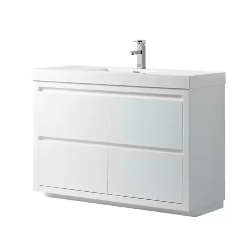 Annecy 48 in. W x 18.5 in. D x 32 in. H Bathroom Vanity in White with Single Basin Top in White Resin