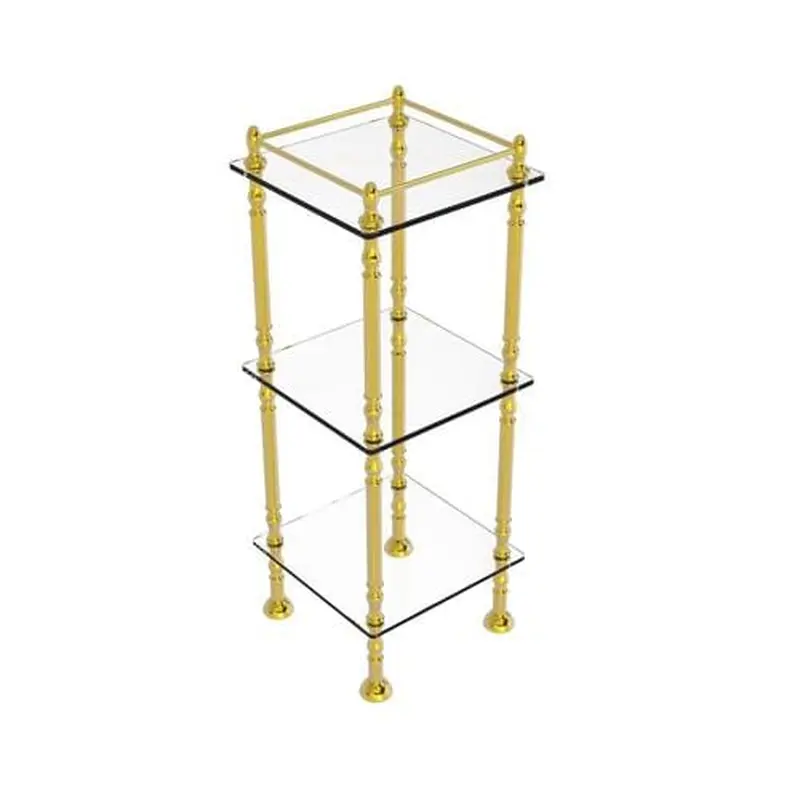 Allied Brass Three Tier Etagere with 14-in x 14-in Shelves in Polished Brass
