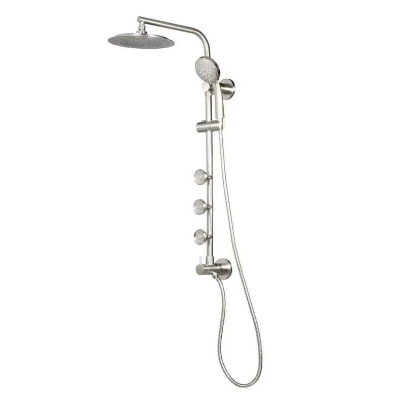 7-spray 8 in. Dual Shower Head and Handheld Shower Head with Body spray in Brushed-Nickel5 / each