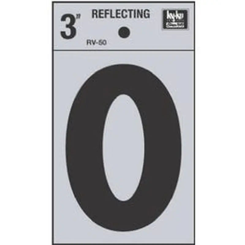 Address Letter, "O", Black Reflective Vinyl, Adhesive, 3-In.