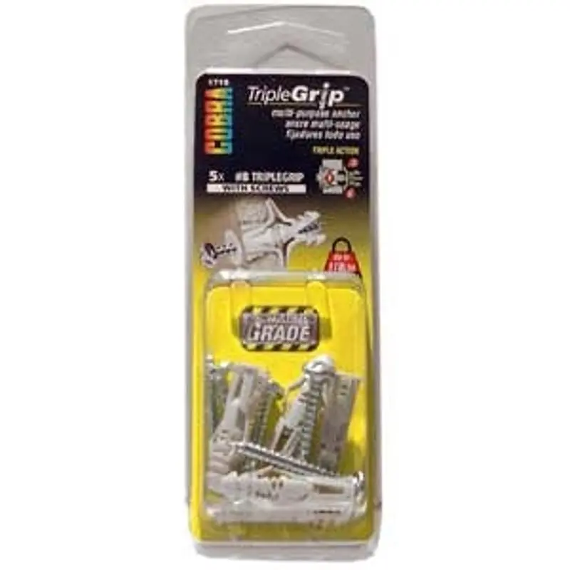 Cobra Anchors TripleGrip 171K Anchor, #8 Dia, 50 lb, Polyethylene