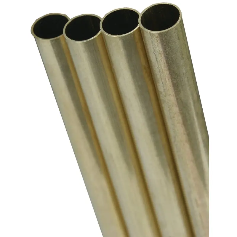 K & S 8125 Decorative Metal Tube, Round, 12 in L, 1/16 in Dia, 0.014 in Wall, Brass
