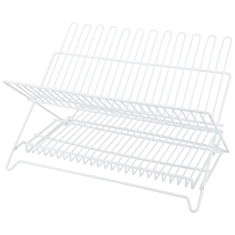 Simple Spaces Dish Rack, 20 lb Capacity, 18-1/4 in L, 12-3/4 in W, 11 in H, Steel, White, White PE Coated