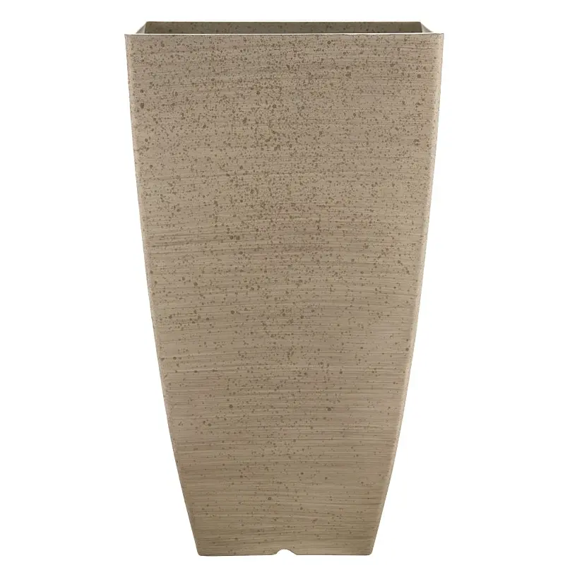 Southern Patio HDR-091684 Newland Planter, 21 in H, Square, Plastic/Resin, White, Stone Aesthetic