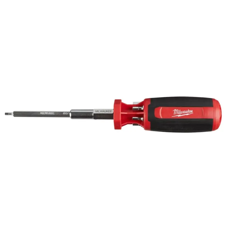 Milwaukee 48-22-2134 Multi-Bit Screwdriver, 1/4 in Drive, Hex Drive, 9.06 in OAL, Plastic Handle, Ergonomic Handle