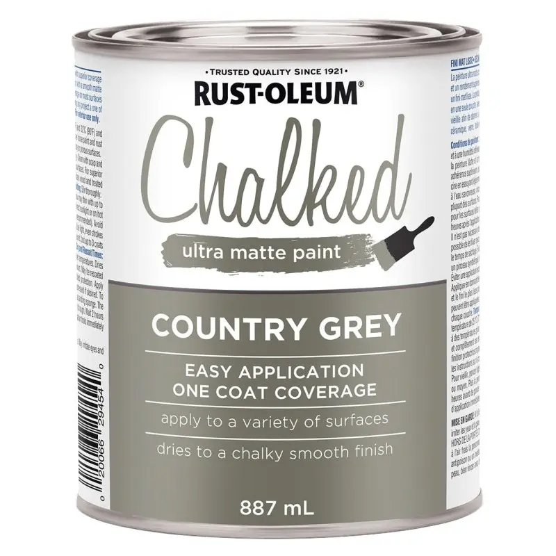 Rust-Oleum 286942 Chalk Paint, Ultra Matte, Country Gray, 30 oz