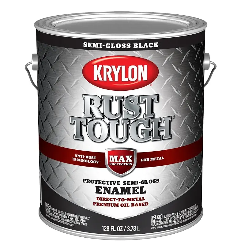 Krylon Rust Tough K09735008 Rust Preventative Paint, Semi-Gloss, Black, 1 gal, 400 sq-ft/gal Coverage Area