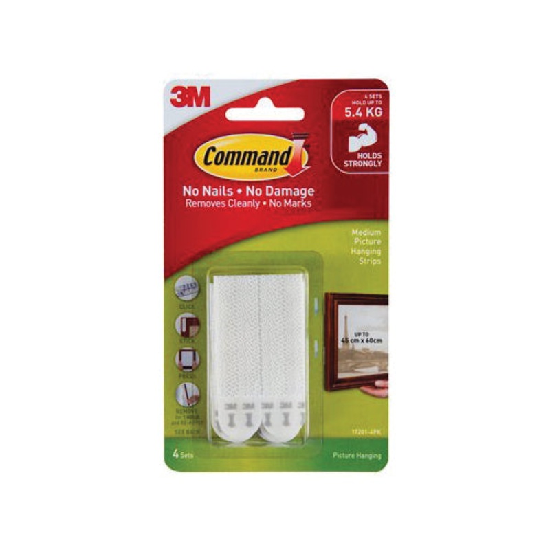 Command 17201-4PK Medium Picture Hanging Strip, 5.4 kg Weight